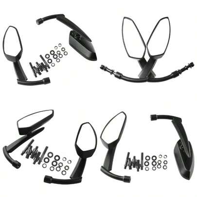 Universal Custom Motorcycle Cruiser Mirrors - Adapters Custom Rear View Mirrors Black