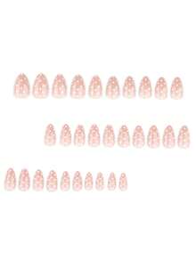 Get Glamorous With 30pcs Ladybug Press On Nails White Polka Dots False Nails Short Fake Nails Almond Shape Antinode Home DIY Nail Design,Polka Dot Nails Contain 1pc Jelly Glue And 1pc Nail File, For Nail Art Decorations For Women & Girls - Multicolor - View 2
