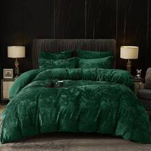 Queen Size 3pcs Ultra Soft Breathable Comforter Cover Set, Luxury Cozy Flannel Duvet Cover With Pillow Shams, 90" X 90", Dark Grey,  And  Bedding Collection - Emerald Green (No Comforter) - 查看 8