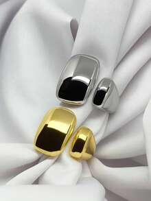 Open Ring Adjustable Adjustable Maximalist Design Sculptural Organic Carved Gold Or Silver Plated Golden Women Fashion Elegant - Vàng - Xem 1