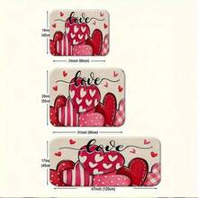 1pc Piece Printed Entrance Doormat,Anti-Slip Autumn Kitchen Carpet,Anti-Slip Christmas Kitchen Floor Mat,  Hot Selling Love Heart Printed Floor Mat, Red & Pink Heart Pattern Non-Slip Doormat, Romantic Valentine's Day Decor For Entryway, Living Room, Bedroom Soft, Comfortable And Easy To Clean, Suitable For Hallway Bathroom, Bedroom, Kitchen, Porch, Laundry Room, RV Outdoor Decoration Holiday Decoration Three Sizes Available Halloween Door Decor Christmas Door Decor Fall Decorations For Home>Kitchen - 彩色 - 查看 4