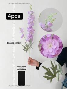 1/3/2/4/7 件人造飞燕草花 33 英寸丝绸飞燕草花仿长茎假植物插花适用于家庭、办公室、花园、婚礼、桌面花瓶装饰 - 紫丁香色 - 查看 8