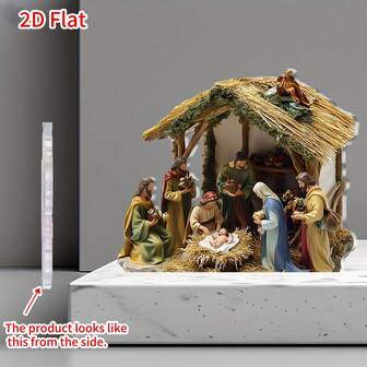 1件圣诞亚克力耶稣诞生场景摆件，圣家在马槽旁，经典的伯利恒马厩桌面装饰，适用于客厅、办公室或咖啡厅，温馨的节日家居摆设，贴心的基督教礼物，宗教装饰家居房间装饰