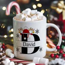Customized A-Z Ceramic Coffee Mug, Personalized Name & Text Monogram Mug, 11oz Initial Letter Cup, Cold & Hot Beverage Cup, Unique Gift For Birthday, Christmas, New Year, Valentine's Day, Mother's Day, Holidays, Home Decor, Personalized Gift, Christmas Gift, Room Decor, Home Decor, Kitchen Decor, Gift For Him, Gift For Her, Gift For Mom, Gift For Dad, Holiday Calendar - 330ml Regular Font Letter Mug - View 6