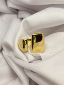 Open Ring Adjustable Adjustable Maximalist Design Sculptural Organic Carved Gold Or Silver Plated Golden Women Fashion Elegant - Vàng - Xem 2