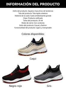 Zapatillas deportivas de malla transpirable para hombre para otoño Zapatillas de running elegantes,Nuevas zapatillas deportivas para hombre. informales y ligeras Calzado deportivo para hombre Parte superior de punto negro Confección de malla transpirable Suela blanda Diseño ligero Ideal para deportes al aire running recreativo Adecuadas para caballeros de mediana edad y mayores Zapatillas deportivas cómodas y transpirables - Gris - Ver 8