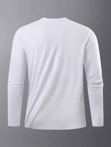 Áo thun nam dài tay cổ tròn, chất liệu mỏng nhẹ, thích hợp mặc thường ngày hoặc thể thao, màu trắng, thích hợp cho mùa xuân. - trắng - Xem 7