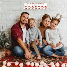 Stocking Holder With Hangers - Wooden Organizer Sign '' Stockings Were Hung' - Xmas Mantel Snowmen Wall Mount Hanging Hook Mantel Truck