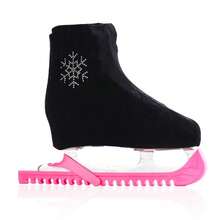1 Pair Velvet Ice Skate Covers, Skating Shoe Covers, Ice Skate Protectors With Rhinestone Detail - Soft, Absorbent, Dustproof Protective Shoe Covers For Comfort And Protection - Universal Fit - Black - View 7