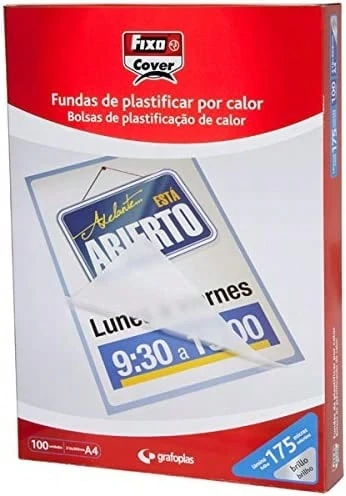 Fixo 1021500 - Caja de 100 fundas para plastificar, transparente, 90 x 130 mm