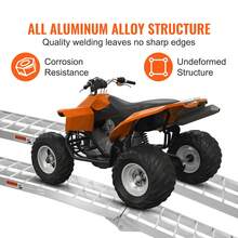 Aluminum Ramps, 1500 Lbs Folding Loading Ramps For Pickup Trucks Bed, Trailers Ramp With Load Straps For Dirt Bike, UTV, ATV, Trucks, Lawn Mowers, Snowblower, Cargo Trailer, 89"L X 12"W, 2 Pcs - Silver - View 6