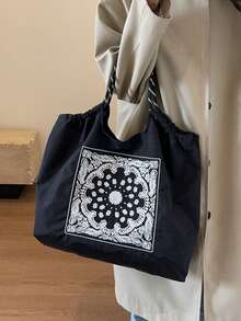 Embroidered Retro Bucket Bag For Women, New Niche Versatile Commuter Shoulder Bag, Embroidered Cashew Flower