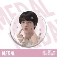 58毫米圆形金属锡制可爱俏皮徽章/胸针吊坠，适合别在背包上或作为女士翻领别针，是节日、生日、纪念日和主题派对的完美礼物 - 彩色 - 查看 3