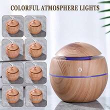 1pc Wooden Cool Mist Humidifier & Aroma Diffuser With Color Mood Lamp, Suitable For Home, Office, Car, Nursery. This Aroma Diffuser Also Features Color-Changing Light Function, Making It An Ideal Choice For Bedroom Decor. - Multicolor - View 9