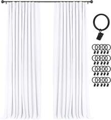 % Blackout Curtains Bedroom, 84 Inch Long Blackout Curtains, Clip Rings Linen Drapes, Thermal Insulated Room Darkening Living Room, 2 Panels - Beige, W50xL84, Bedroom Decor - 亮白 - 查看 5