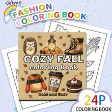 GDTME Otoño acogedor: 1 libro, 24 páginas en su interior, papel perla de 120g mejorado y engrosado. Diseñado para adultos y niños, con patrones lindos y líneas simples para aliviar el estrés y las emociones, regalo ideal para reuniones familiares, fiestas, Halloween, Acción de Gracias, Navidad, perfecto para decoración de habitaciones, 7.9*7.9 pulgadas.