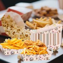 12/26 Pink Western Cowboy Party Decoration Birthday Paper Food Tray Snack Boat Pink Western Cowboy Party Bowl Disposable Food Tray Decoration Items (Pink)