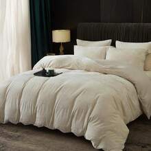 Queen Size 3pcs Ultra Soft Breathable Comforter Cover Set, Luxury Cozy Flannel Duvet Cover With Pillow Shams, 90" X 90", Dark Grey,  And  Bedding Collection - 沙子(無棉被) - 查看 2