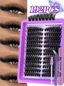 万圣节和圣诞节新品假睫毛 216/192 股簇，大容量多功能睫毛套装，30D+40D+50D+60D+80D+100D，D 卷曲假睫毛，多长度混合密度睫毛夹套装，包括睫毛粘合剂和密封剂，睫毛工具镊子，化妆刷，D 卷曲 10-18 毫米混合单根睫毛，DIY 假睫毛，柔软 3D 蓬松睫毛夹，DIY 漫画风格睫毛夹，方便家庭使用 - 紫色 - 查看 8
