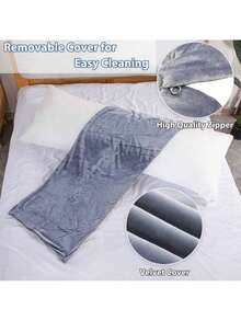 Full Body Pillow For Adults, Long Sleeping, Big Pillows Bed, Firm Large With Velvet Cover, 20x54 Inches (Dark Grey) - 深灰色 - 查看 3