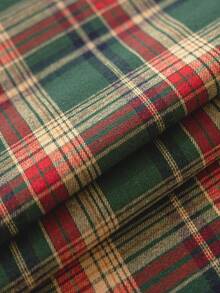 1pc Christmas Green Tablecloth, Tassel Fringe, Retro Green Plaid, Brushed Woven Fabric, Rectangular, Washable, Suitable For Coffee Table, Bedside Cabinet, Autumn/Winter Dining Table Decor, Suitable For Home, Kitchen, Party, Holiday, Christmas, New Year Decoration