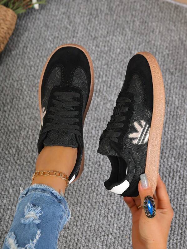 Color Block Sneakers - Color Block Casual Sneakers - Lace-Up, Lightweight, Soft Sole - Walking, Skating, Daily Wear - Women's - Comfortable, Fashionable, Versatile - Combining Fashion And Comfort, Color Blocking Sporty Casual PU Leather Lace-Up Sneakers, Suitable For Holiday, School, Home, Gym, Spring/Summer