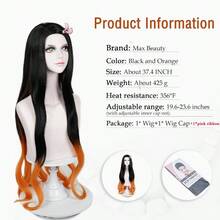 DLABEAUTÉ Cosplay Wig For Anime Black Orange Wig Women Adult Long Halloween Character Costume Wigs Cosplay Clothes For - 黑橙你豆子 - 查看 2
