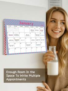 Trees 2026年磁性月历 – 12个月冰箱贴式计划本，带12个可撕取的大日期框，可用于提醒事项和膳食计划，适用于工作、家庭、办公、学习等场合，是完美的礼物之选。 - 彩色 - 查看 4