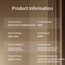 OBOVAY Mini Portable Folding Smart Timer Quick Drying Machine, Home Drying Cabinet With Drying Bag, Compact Travel Version