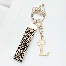 1个锌合金钥匙扣，印花PU皮革设计，带闪亮皇冠字母吊坠，防锈涂层，适合悬挂车钥匙、钥匙等。用途广泛，必备单品！ - 彩色 - 查看 19