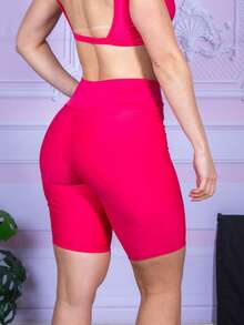 Women's Fitness Bermuda Shorts For Working Out Or Day To Day - 玫紅色 - 查看 3