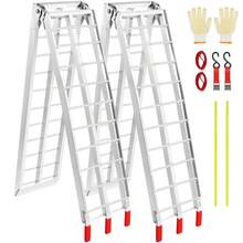 Aluminum Ramps, 1500 Lbs Folding Loading Ramps For Pickup Trucks Bed, Trailers Ramp With Load Straps For Dirt Bike, UTV, ATV, Trucks, Lawn Mowers, Snowblower, Cargo Trailer, 89"L X 12"W, 2 Pcs - Silver - View 8