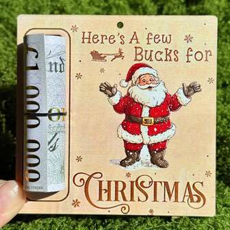 1Set Of 4pcs Christmas Wallet Decor, Cash Storage Wallet, Christmas Tree Ornament, Natural Wood Christmas, Birthday, Party Gift, Decorative Money Box, Santa Claus And Reindeer Christmas Decor, Party Favors, Durable Wooden Craft, 2D Flat Design