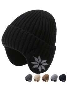 1pc Men's Winter Ear Protection Hat, Cycling Warm Cap, Large Head Circumference Knitted Hat With Thermal Lined - A - View 8