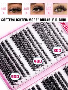 640/570/392pcs D-Curl Fluffy Eyelash Extensions Kit, High Capacity DIY Eyelash Grafting Set, Suitable For Beginners, Long-Lasting And Durable, Mixed Single Lash Styles, DIY Lash Clusters, Easy To Create Charming Eyes At Home, Essential Makeup, Large Capacity Eyelash Set, Suitable For Cosplay, Weddings, Galas, Stage Makeup And Other Occasions - D - 查看 5