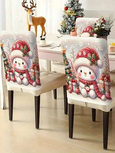 4件套餐椅装饰套防尘防污四季通用圣诞新年气氛装饰椅套适用于餐厅客厅家用椅套