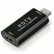 HD Video Capture Card, 4K HD To USB Capture Card Full HD 1080P 30fps, Record Via DSLR, Camcorder, Action Cam For Live Streaming, Compatible With Nintendo Switch, One, PC - Black - View 1