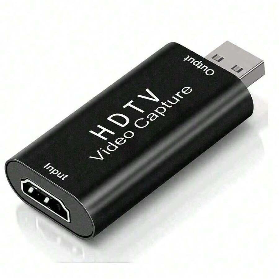 HD Video Capture Card, 4K HD To USB Capture Card Full HD 1080P 30fps, Record Via DSLR, Camcorder, Action Cam For Live Streaming, Compatible With Nintendo Switch, One, PC - Black - View 1