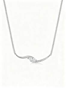 1 件简约 S925 纯银 0.4 克拉莫桑石眼形项链，适合女性日常佩戴和礼物，情人节 - 彩色 - 查看 8