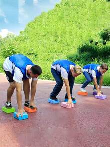 Team Building Relay Race Blocks - Non- Base Stone Hunt Game For Business, School, And Family Reunions - Colorful Building Blocks (Green, Blue, And Orange) - Durable EVA Construction - Indoor/Outdoor Party Game - No Power Required - Fun Design For Halloween, Christmas Events, And Party Supplies - Multicolor - View 6