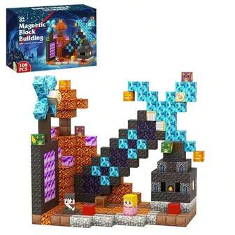 Magnetic Building Blocks Magnetic Scene Holiday Birthday Christmas Gift, Suitable For Boys, Girls, Party, Educational Children Toys, Puzzle Set, Big Sword
