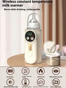 1pc Portable Fast Heating Cup Warmer, Milk Warmer, Suitable For Travel, Leak-Proof Design, Fast Charging, Wireless Operation, Can Be Used While Charging To Keep Milk Bottle Warm. Milk Warmer Pad, Portable Milk Warmer, Suitable For Maintaining Or Heating Water/Milk Above 35°C, Heating Constant Temperature, USB Universal Leather Material Gift, Beige