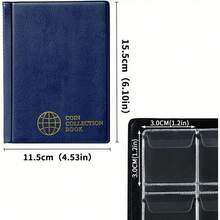 120pcs Coin Collection Album With Transparent Plastic Pages And Navy Blue Cover, PVC Coin Storage Album With Labeled Compartments, Storage For Collectors To Organize World Coins, Pennies, Nickels, Dimes, Half Dollars - Multicolor - View 2