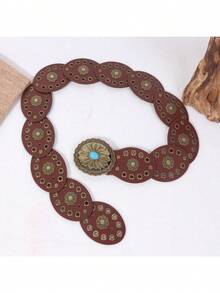 1 件加大码 XXL 波西米亚心形装饰腰带，西式心形铆钉腰带，Y2K 朋克镂空铆钉拼接腰带，适合派对、节日秋季、万圣节