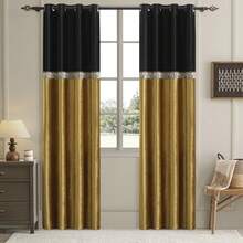 Velvet Curtains Drapes For Living Room 96 Inches 2 Panels Set Black Gold Vintage Window Treatment Curtains Embroidered Floral Drape Retro Blackout Curtains - 黑色 - 查看 8