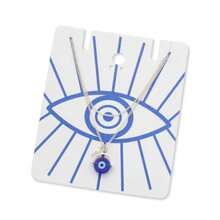 Women's Mati Evil Eye Spinning Charm And Pearl Necklace Blue Silver Pearl