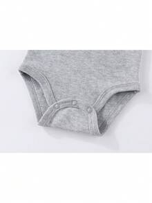 3 Pcs Baby Boy Girl 0-12months Sleeveless Bodysuit Cute Round Neck Cotton Toddler Outfits Four Seasons - Grey - View 7