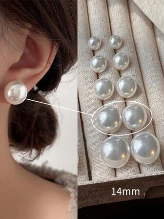 2pcs Exquisite 925 Sterling Silver Freshwater Pearl Stud Earrings, Unique Design High-End Jewelry, Party/Engagement/Wedding Gift