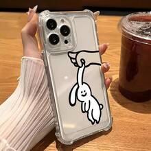 Funda protectora transparente con diseño de conejito, estilo moderno, en las cuatro esquinas. Compatible con phone 17, 16, 15, 14, 13, 12, 16, 14 Plus, 17, 12 Pro, 17, 12 Pro, 17, 11 y 11 Pro. Perfecta para cualquier época del año. - Colores mixtos 1 - Ver 2