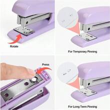 Office Supply Set 10 Set Desk Accessories Include Stapler And Tape Dispenser Lndex Tabs Staple Remover Hole Punch Scissor And Clips Accessories Office Supply For Students Purple - Purple - View 3